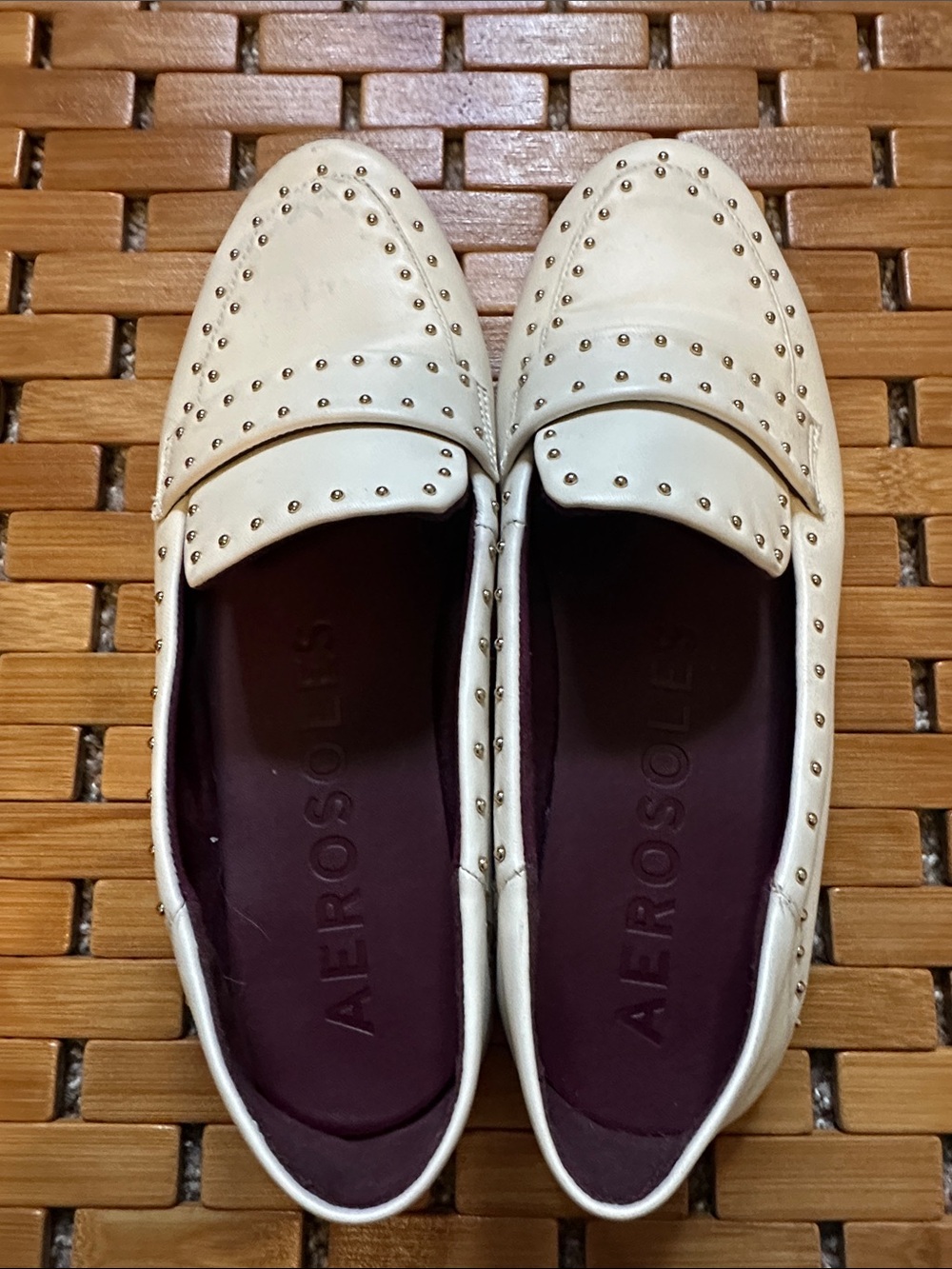 AEROSOLES Ivory Stud-Trim Slip-On Loafers